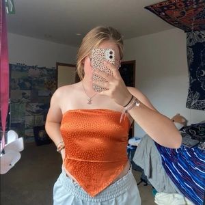 Satin Leopard Print Bandanna Top